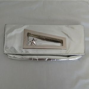 Thierry Mugler Silver fold-over clutch